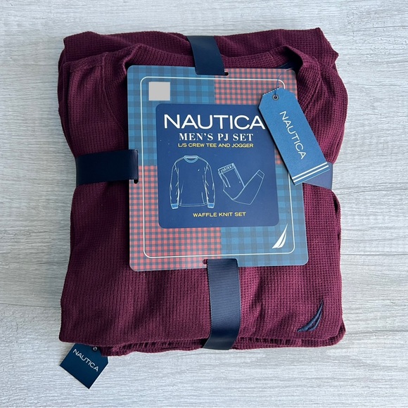 Nautica Men's 2-Pc. Relaxed-Fit Waffle-Knit Shirt & Pajama Pants Set Size Large - Picture 1 of 7